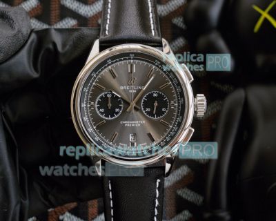 Replica Breitling Premier Chronograph Watch SS Black Dial 43MM